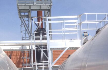 Scala con gabbia alla marinara per manutenzione silos - © Metalsystem Milano
