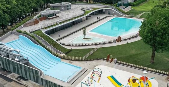 Opere in carpenteria per piscina all'aperto, Sesto San Giovanni - Metalsystem